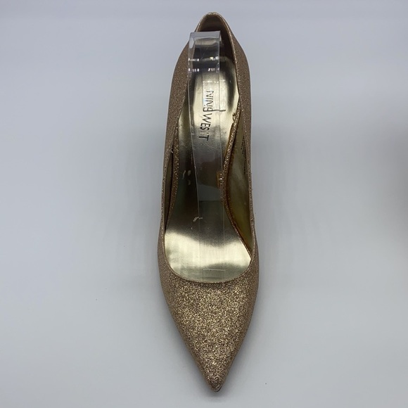 Nine West - Martina Gold Glitter Pointed Toe Heels Size 10 - Picture 3 of 16